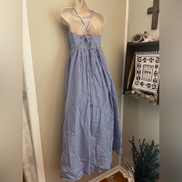 Beautiful J. Crew Collection Cotton Blue and White Gingham Maxi Dress - Picture 7 of 11